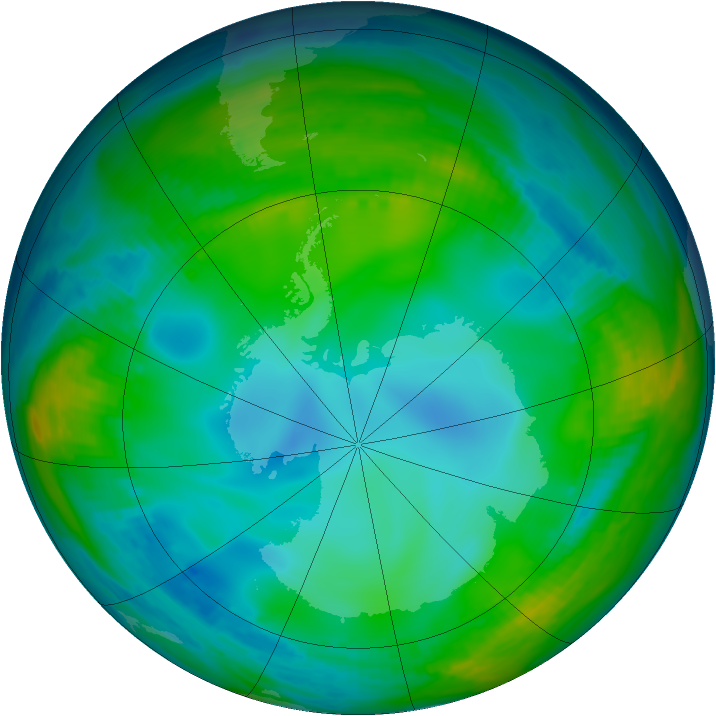 Antarctic ozone map for 07 June 1998